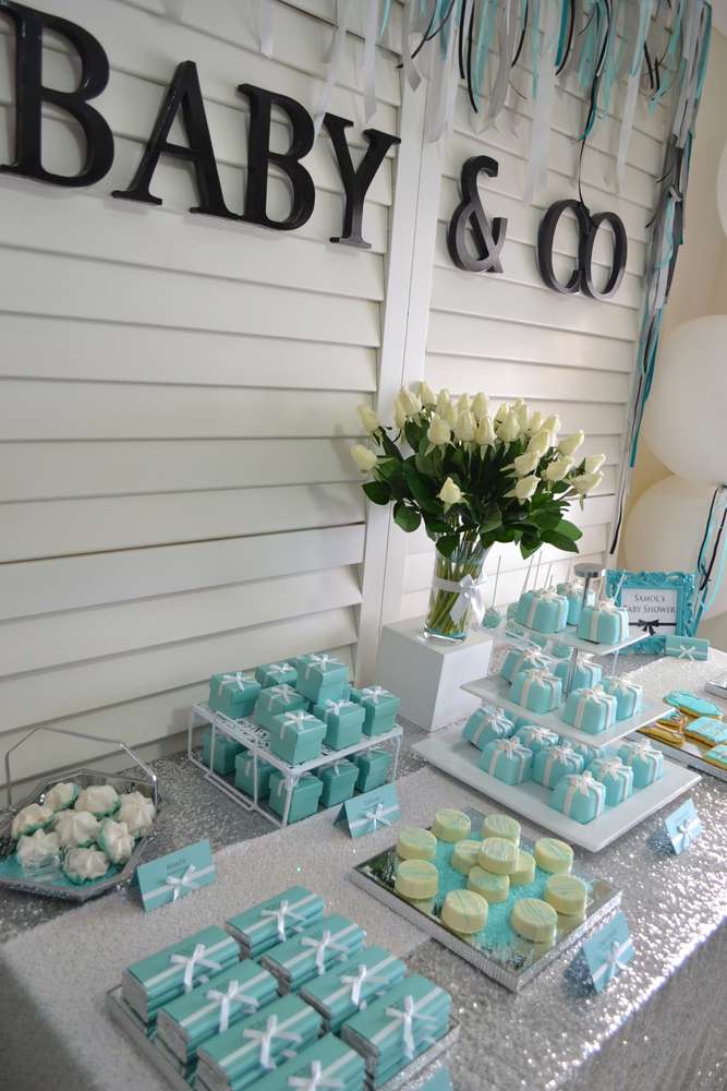 tiffany and co theme for dessert table decoration baby shower