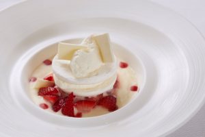 Strawberry Compote, Meringue, Vanilla Chantilly from The Fullerton Hotel Lighthouse Restaurant & Rooftop Bar