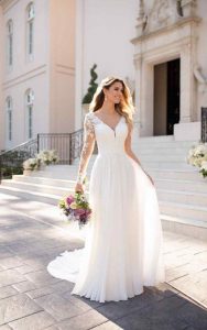 lady walking with white wedding gown