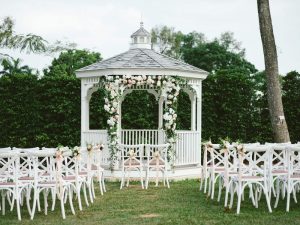 outdoor wedding venue on a lush garden