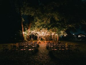 outdoor venues at night with beautiful fairy lights